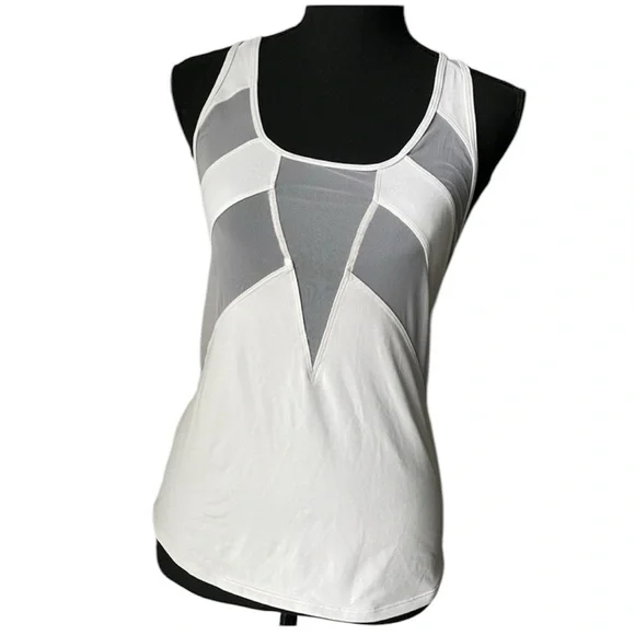 LULULEMON Mesh Tank Top size 2 White Pink - Picture 1 of 4
